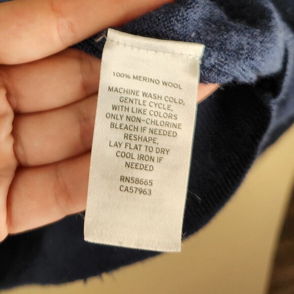 Nordstrom Washable Merino Wool Quarter Zip Lightweight Knit Sweater Navy Blue XL - Picture 8 of 9